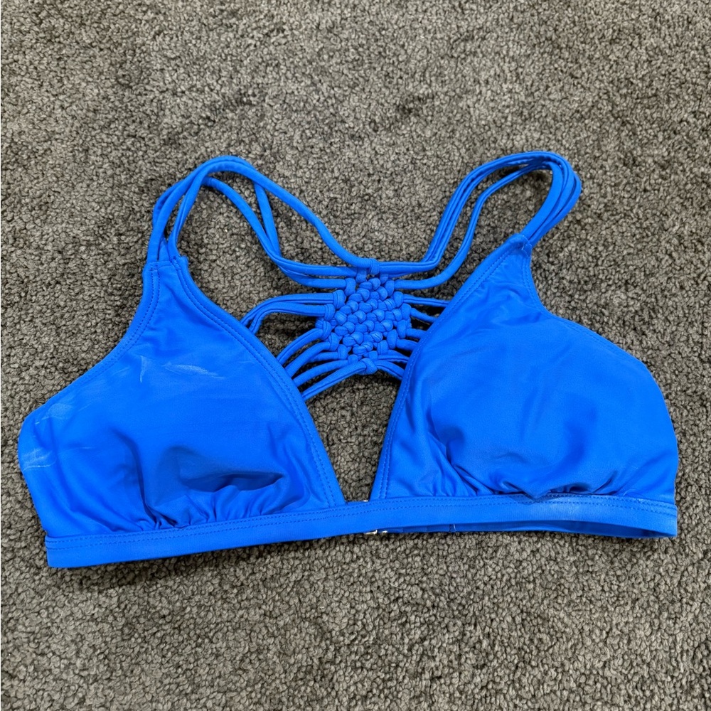 Blue Macramé Back Bikini Top